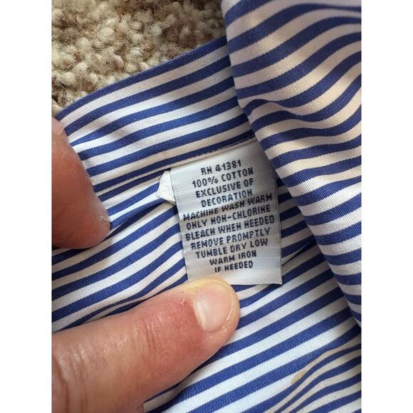 Ralph Lauren collared shirt, L, Blue & white Striped, Long sleeved button up - Picture 8 of 11